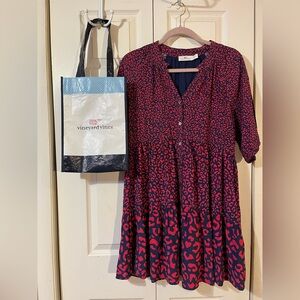 Vineyard Vines Leopard Tiered Dress Size S NWOT’s